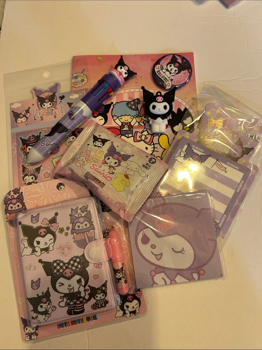 Kawaii Kids Accessories Set in Purple - Kuromi Character Stationery Collection
